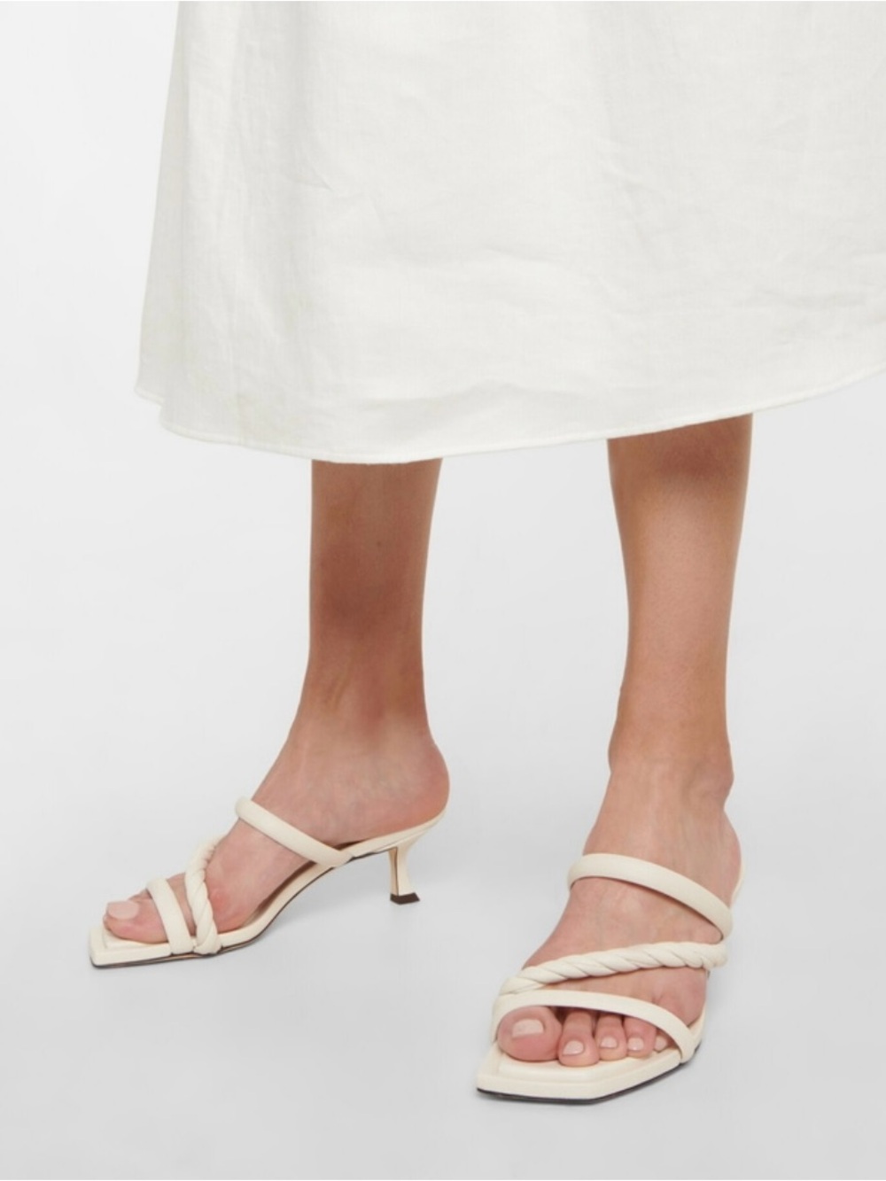 Jimmy Choo Cream Braided Strap Kitten Heel Mules